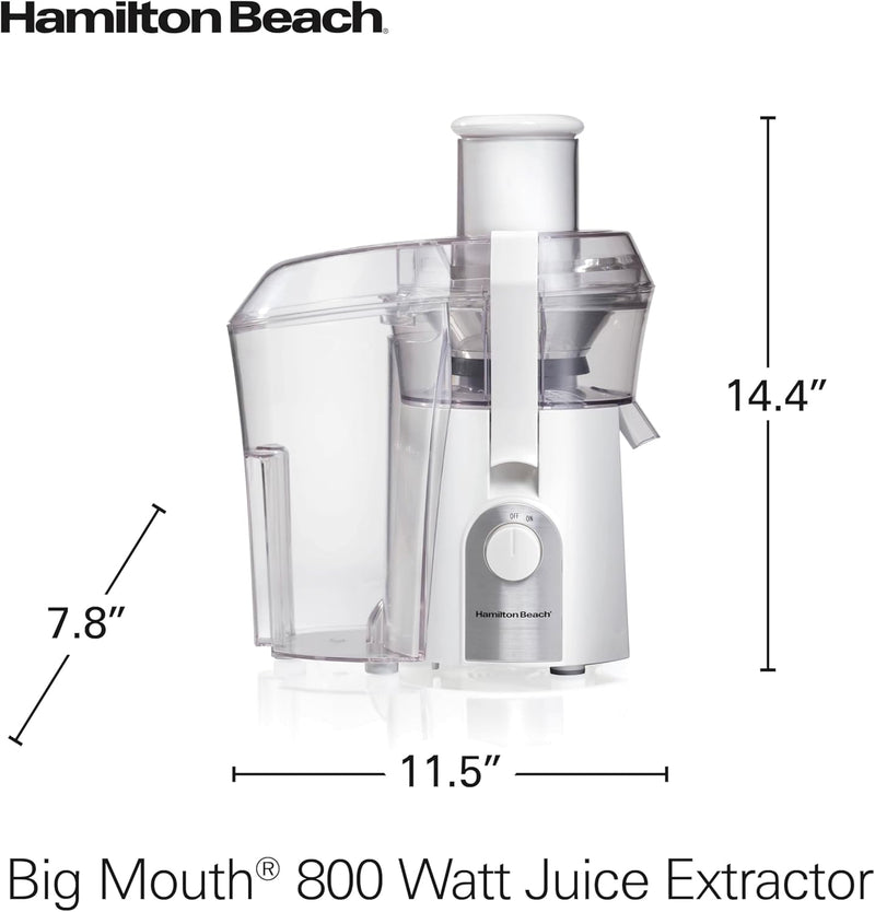 Hamilton Beach Big Mouth 800 Watt Juice Extractor, White, 67702