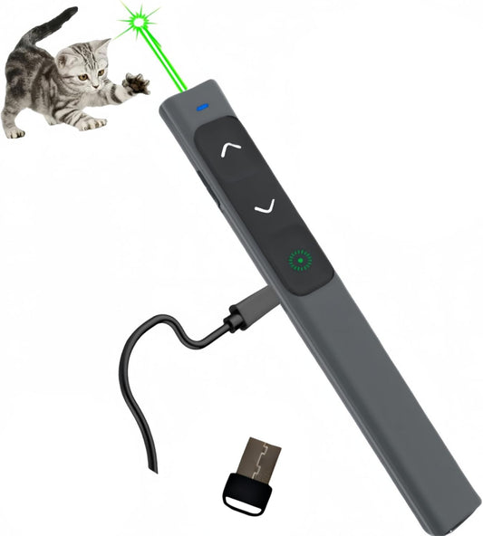 M Monoie Wireless Presenter, Hyperlink Control Presentation Clicker RF 2.4GHz USB Interface, Slide Clicker Presentation, Remote Pointer Slide Advancer (Gray/Green Light/USB Port)