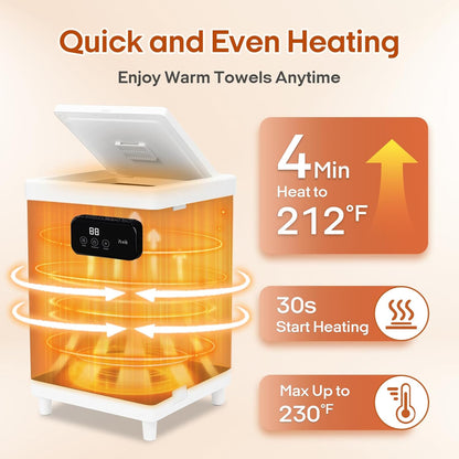 Luxury Hot Towel Warmer – 35L Large Capacity Bathroom Towel Warmer – LED Display – Auto Shut-Off – Aromatherapy Fragrance Tray – Fits Towels & Bathrobes - PuriLite