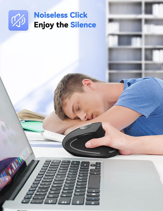 TECKNET Ergonomic Mouse 4800 DPI Silent Mouse 5 Adjustable DPI Wireless Mouse 2.4G Vertical Mouse 6 Buttons Computer Mouse Compatible with Windows Mac Chromebook Linux Notebook Laptop Computer - PuriLite