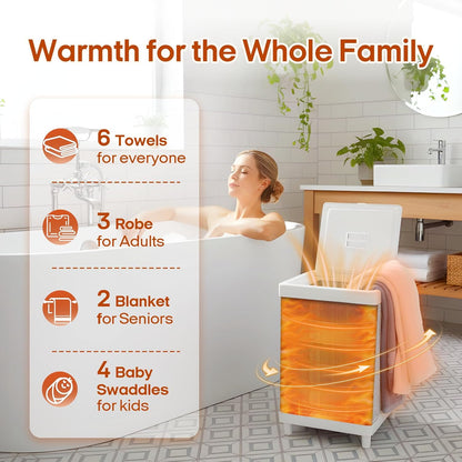 Luxury Hot Towel Warmer – 35L Large Capacity Bathroom Towel Warmer – LED Display – Auto Shut-Off – Aromatherapy Fragrance Tray – Fits Towels & Bathrobes - PuriLite