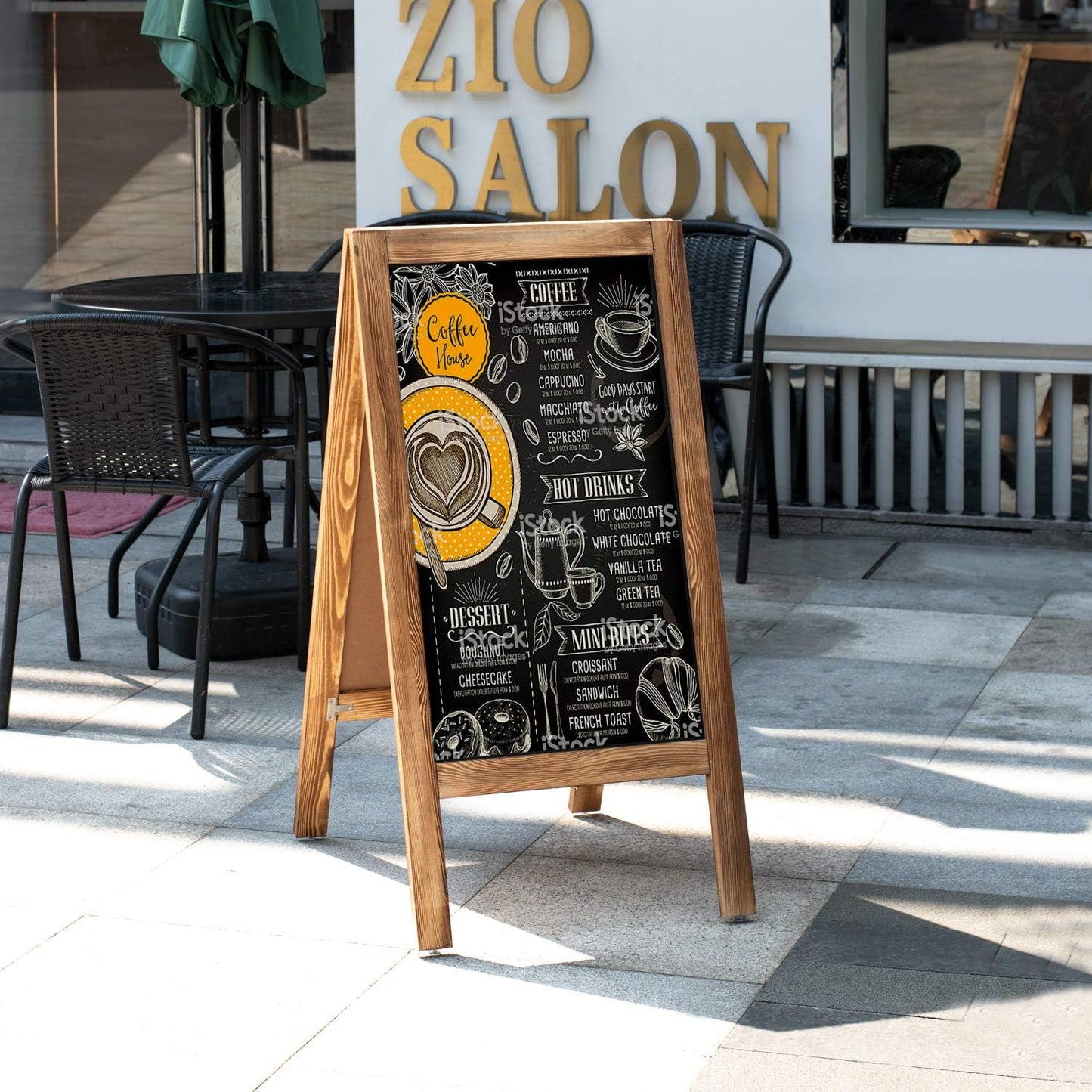 Board2by Heavy Duty Magnetic A-Frame Chalkboard Sign 40" X 20", Large Standing Sandwich Board Chalk Board Sign, Outdoor Chalkboard Easel for Restaurant or Wedding with 4 Pens & Magnets, Rustic Brown