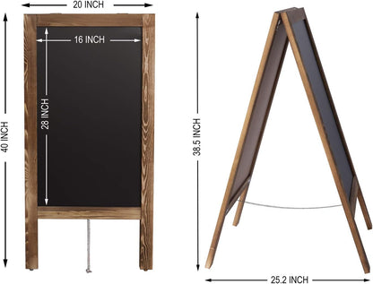 Board2by Heavy Duty Magnetic A-Frame Chalkboard Sign 40" X 20", Large Standing Sandwich Board Chalk Board Sign, Outdoor Chalkboard Easel for Restaurant or Wedding with 4 Pens & Magnets, Rustic Brown