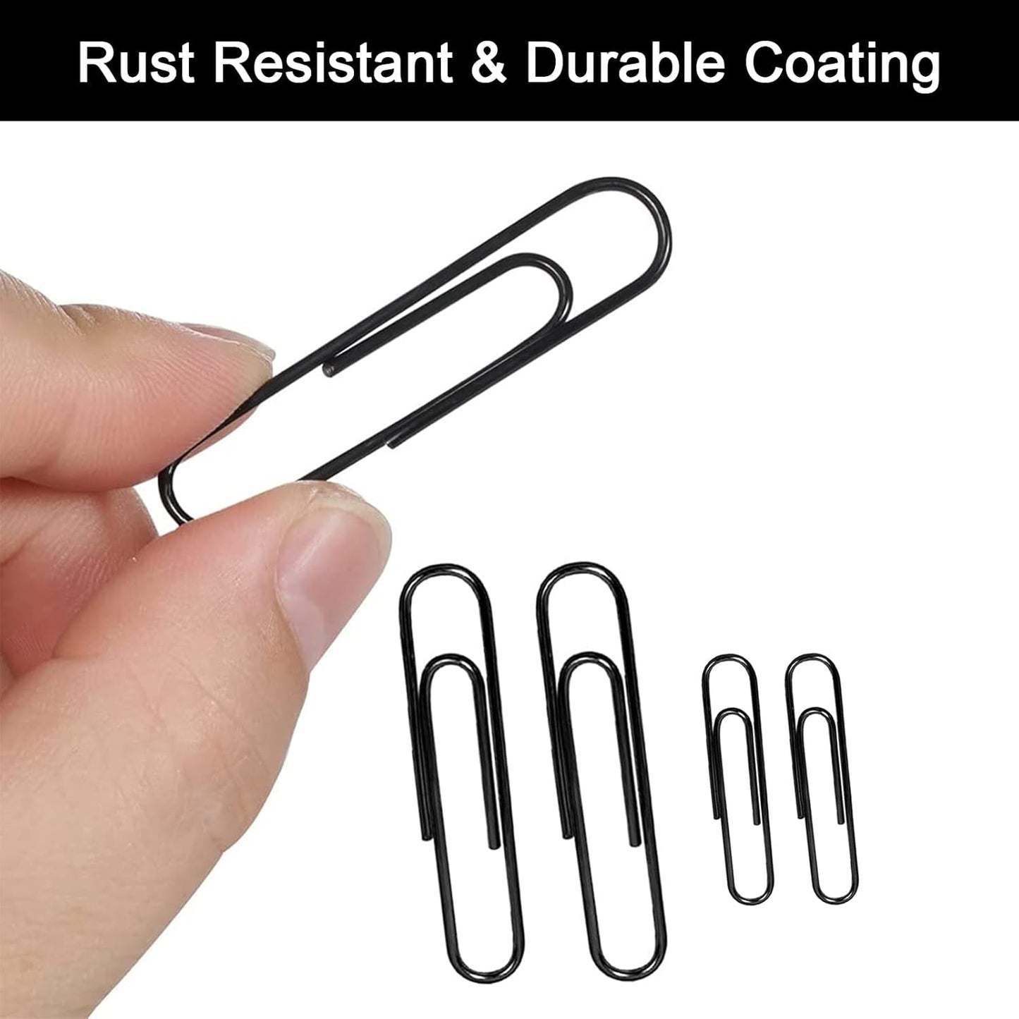 Paper Clips Binder Clips, 240pcs Black Office Clips Set - Assorted Sizes Paperclips Paper Clamps Rubber Bands for Office and School Supplies