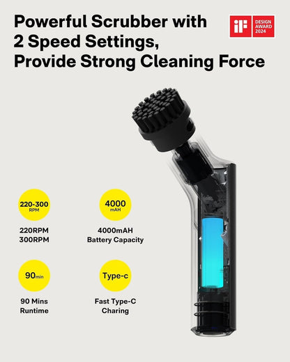 HOTO 3PCS Brush Heads for Electric Spin Scrubber