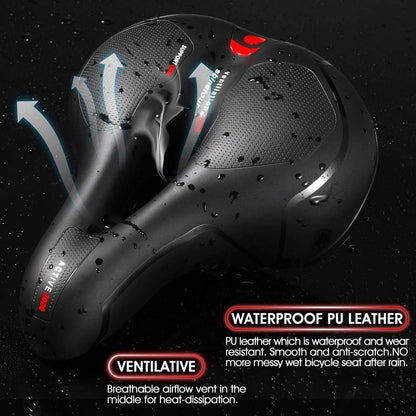 Comfortable Bike Seat for Men Women with Dual Shock Absorbing Ball Waterproof Wide Bicycle Saddle Fit for Most Standard Post