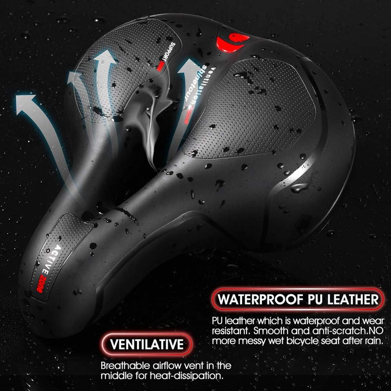 Comfortable Bike Seat for Men Women with Dual Shock Absorbing Ball Waterproof Wide Bicycle Saddle Fit for Most Standard Post