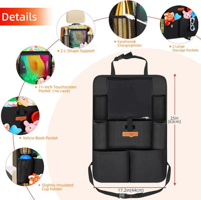 SURDOCA Backseat Car Organizer,4th Gen Back Seat Protector with 11 Inch Tablet Holder, 8 Pockets,Car Storage Accessories Back Seat Organizer for Kids