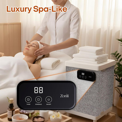 Luxury Hot Towel Warmer – 35L Large Capacity Bathroom Towel Warmer – LED Display – Auto Shut-Off – Aromatherapy Fragrance Tray – Fits Towels & Bathrobes - PuriLite