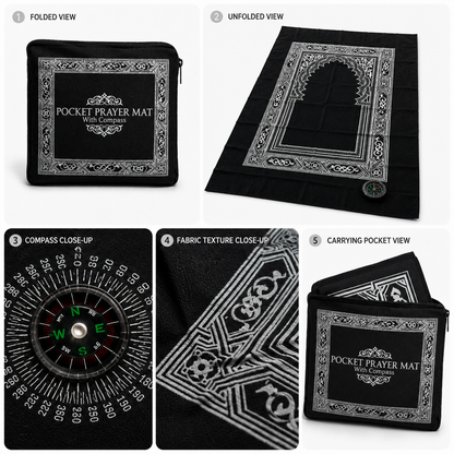 Pocket Prayer Mat with Compass – Portable Ja-e-Namaz for Travel, Office & Outdoor Prayers