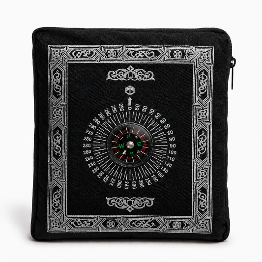 Pocket Prayer Mat with Compass – Portable Ja-e-Namaz for Travel, Office & Outdoor Prayers