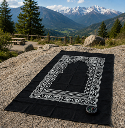 Pocket Prayer Mat with Compass – Portable Ja-e-Namaz for Travel, Office & Outdoor Prayers
