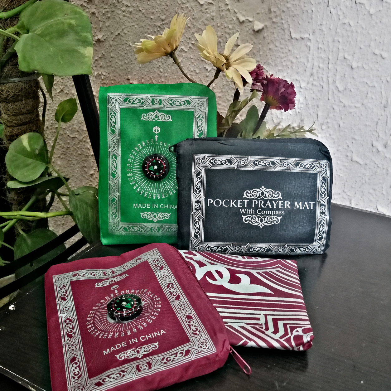 Pocket Prayer Mat with Compass – Portable Ja-e-Namaz for Travel, Office & Outdoor Prayers