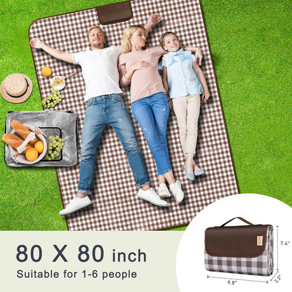 SAMSIER Large Outdoor Picnic Blankets Waterproof Foldable, Beach Blanket Sandproof Portable, Cute Picnic Mat Washable (Navy Blue, 60"×80")