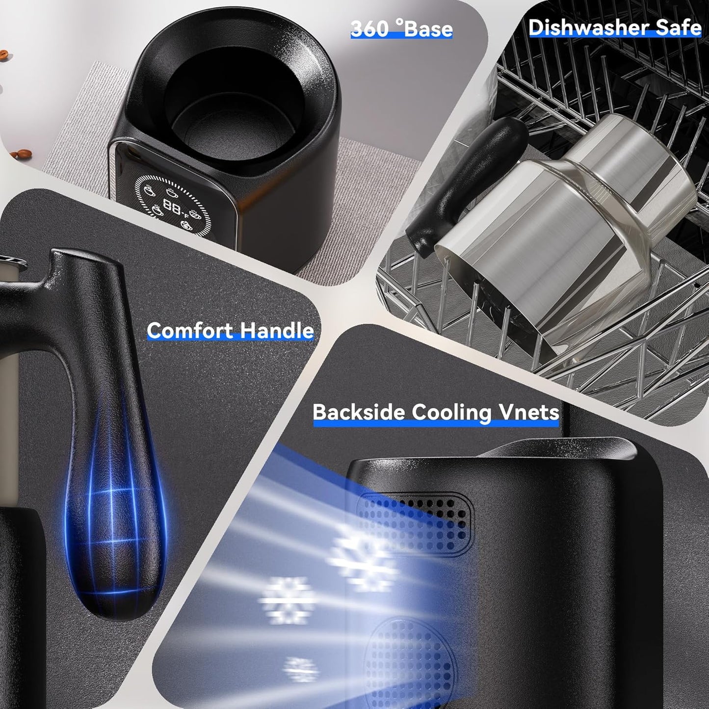 Milk Frother Electric, 5-in-1 Milk Steamer 600ML/20oz, 550W Split Stainless Steel Automatic Foamer, Smart Touch Control Milk Warmer, Hot & Cold for Coffee, Chocolate, Latte Cappuccino