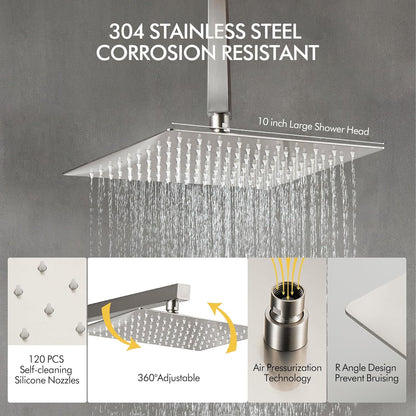 Fransiton Shower System Rain Shower System Set Ceiling Mounted, Rainfall Shower Head with Handheld, Bathroom Shower Kit (Valve Included) (8" - Wall Mount, Matte Black)