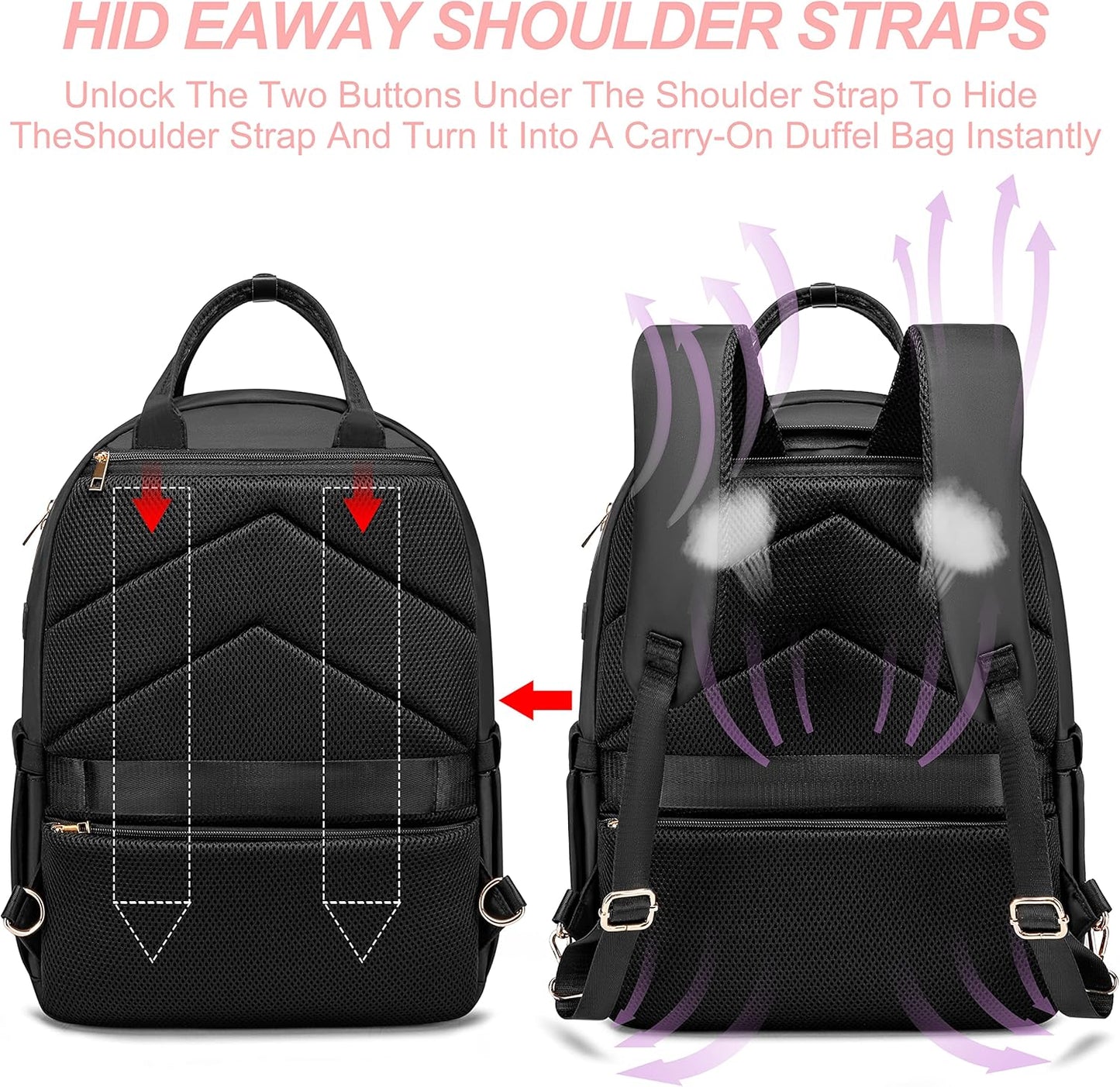 Laptop Backpack for Women Men, Water Resistant Travel Work Backpacks Purse Stylish College Business Teacher Nurse Computer Bag, Fits 17.3" Laptop Light Blue