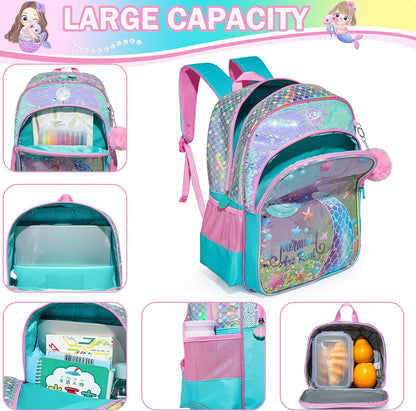 Cute Backpack for Girls School Backpacks with Lunch Box for Elementary