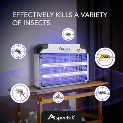 ASPECTEK 20W Electric Indoor Bug Zapper with Extra UV Bulbs – Mosquito and Fly Zapper for Kitchens, Bedrooms, Living Rooms, and Covered Spaces