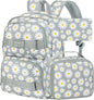 3PCS Daisy Girls Backpack, 17 Inch Laptop School Bookbag Teen College Water Resistant Kids Backpacks with Lunch Box Set - Grey