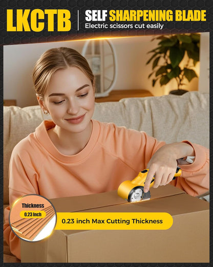 Electric Scissors with LED Light – Brushless Motor Cardboard Cutter, 2000mAh Rechargeable Battery, Tungsten Steel Blade for Cloth, Leather, Carpet & Cardboard