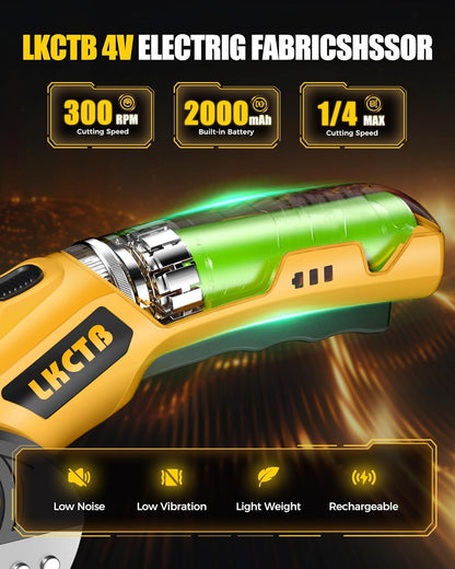 Electric Scissors with LED Light – Brushless Motor Cardboard Cutter, 2000mAh Rechargeable Battery, Tungsten Steel Blade for Cloth, Leather, Carpet & Cardboard