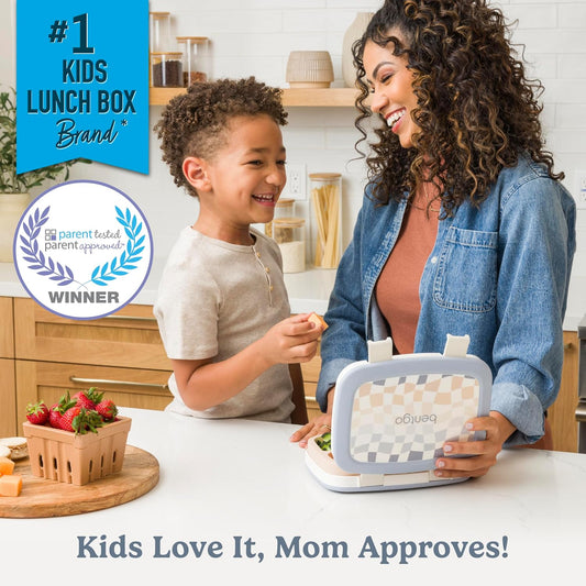Bentgo Kids 5-Compartment Leak-Proof Bento-Style Lunch Box (Whimsy & Wonder Collection) - Ideal for Ages 3-7, Drop-Proof & Durable, Dishwasher Safe, & PFAS & BPA-Free Materials (Checker Gradient) - PuriLite