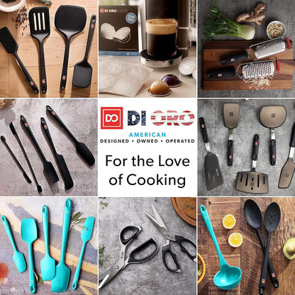 DI ORO Silicone Spatula Set - Rubber Kitchen Spatulas for Baking, Cooking, & Mixing - 600°F Heat-Resistant & BPA Free Silicone Scraper Spatulas for Nonstick Cookware - Dishwasher Safe (5pc, Black)