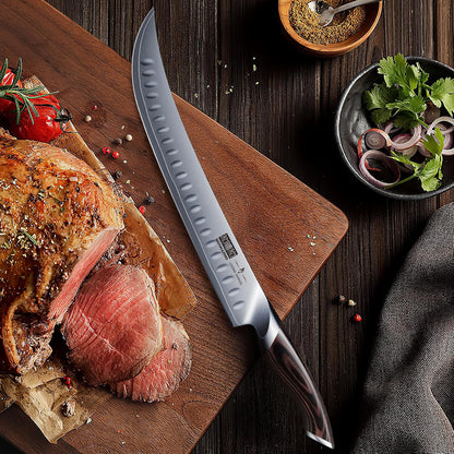HOSHANHO Carving Knife 12 Inch, Japanese High Carbon Steel Slicing Knife with Ergonomic Pakkawood Handle, Razor Sharp Brisket Knife for Meat Cutting, BBQ, Turkey