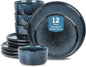 Stone Lain Eden 12-Piece Dinnerware Set Stoneware, Dark Blue
