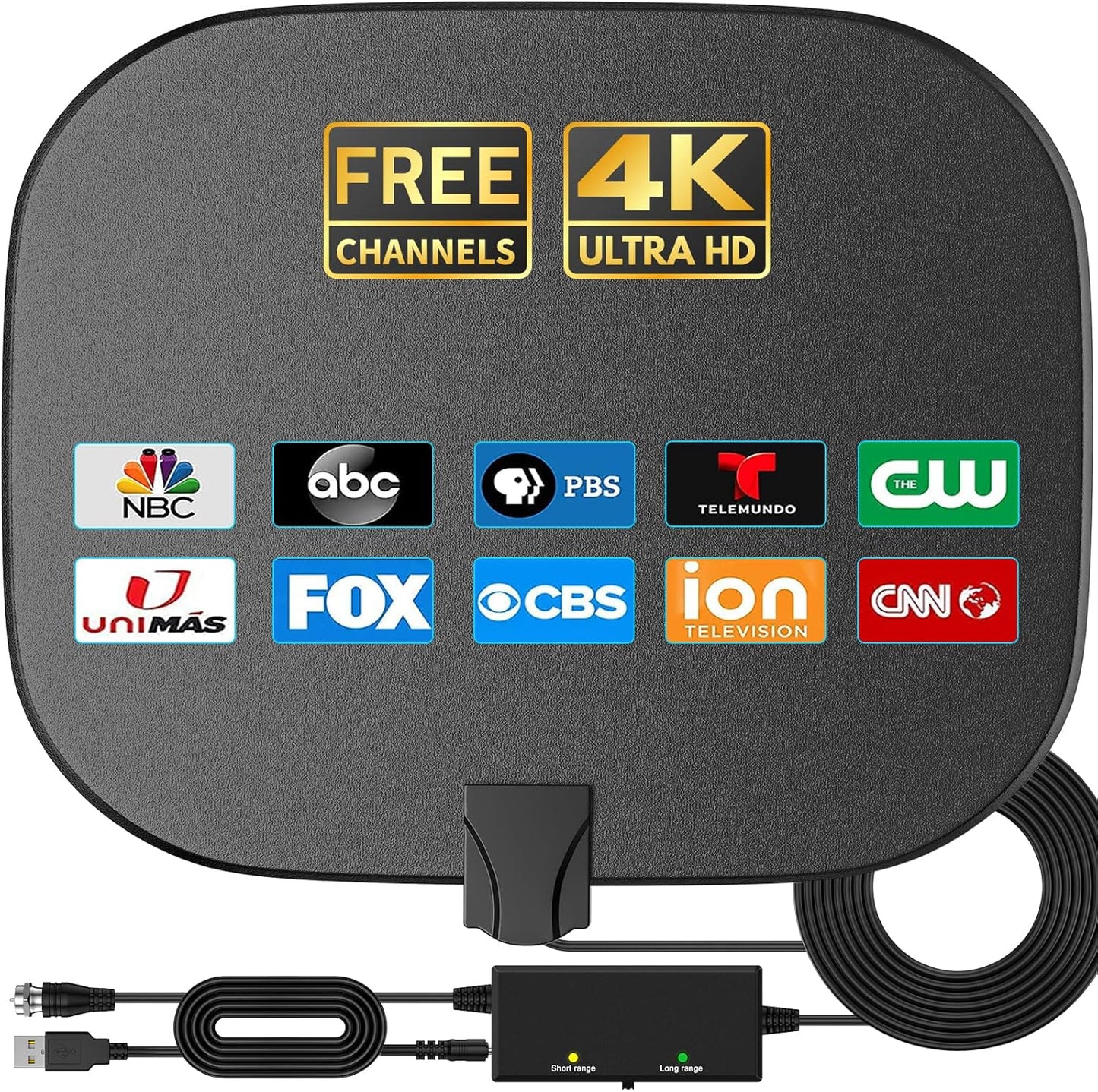 TV Antennas for Free Channels 1500+ Mile Long Range - 2025 Upgraded Indoor & Outdoor HD Digital Antenna with 360°Amplifier Signal Booster for 4K HDTV & Old TV-16FT Coax Cable