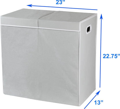 SimpleHouseware Double Laundry Hamper with Lid and Removable Laundry Bags, Beige