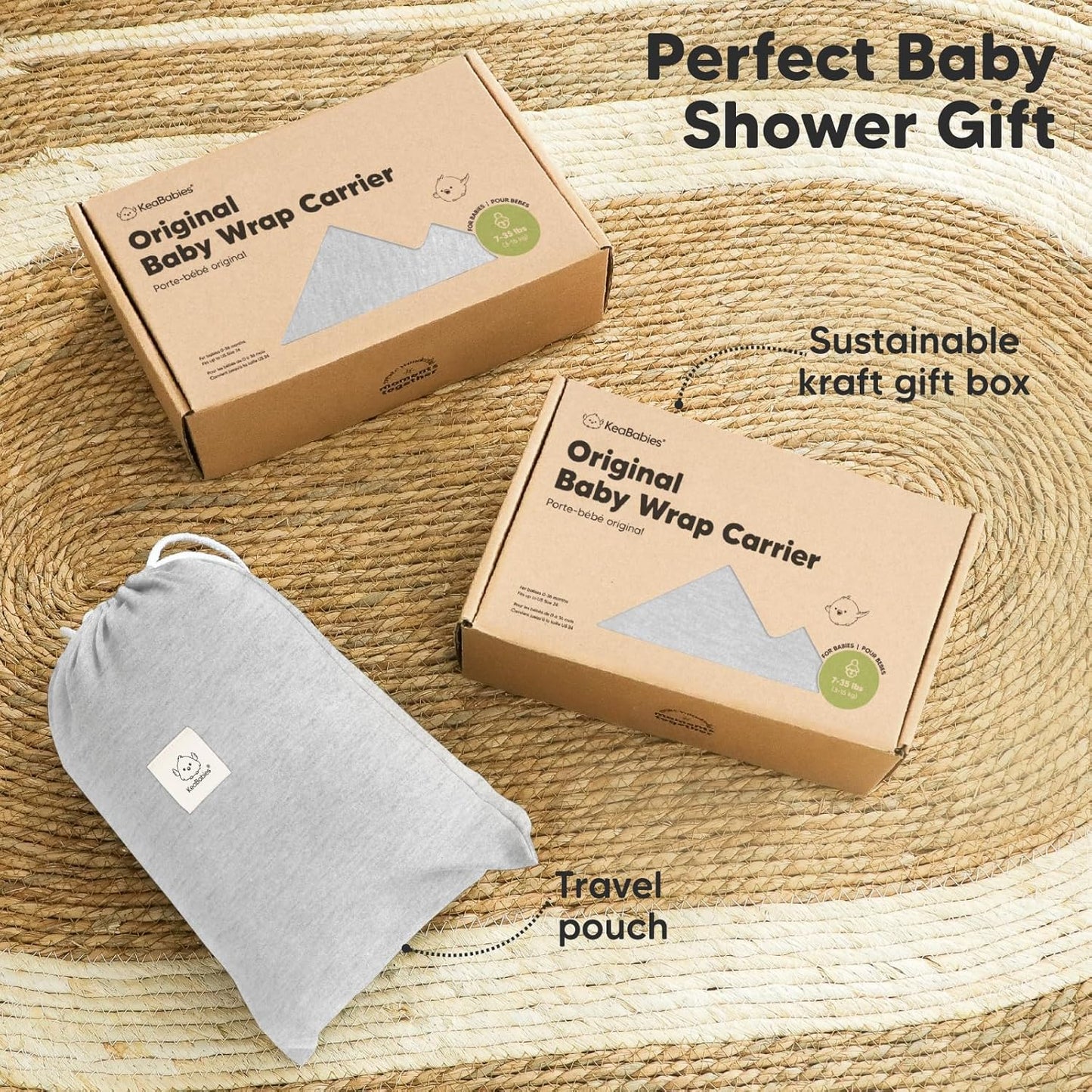 KeaBabies Baby Wrap Carrier - All in 1 Original Baby Carrier Newborn To Toddler Sling, Easy to Wear, Hands Free Bonding, Lightweight, Breathable Infant Wraps (Trendy Black)