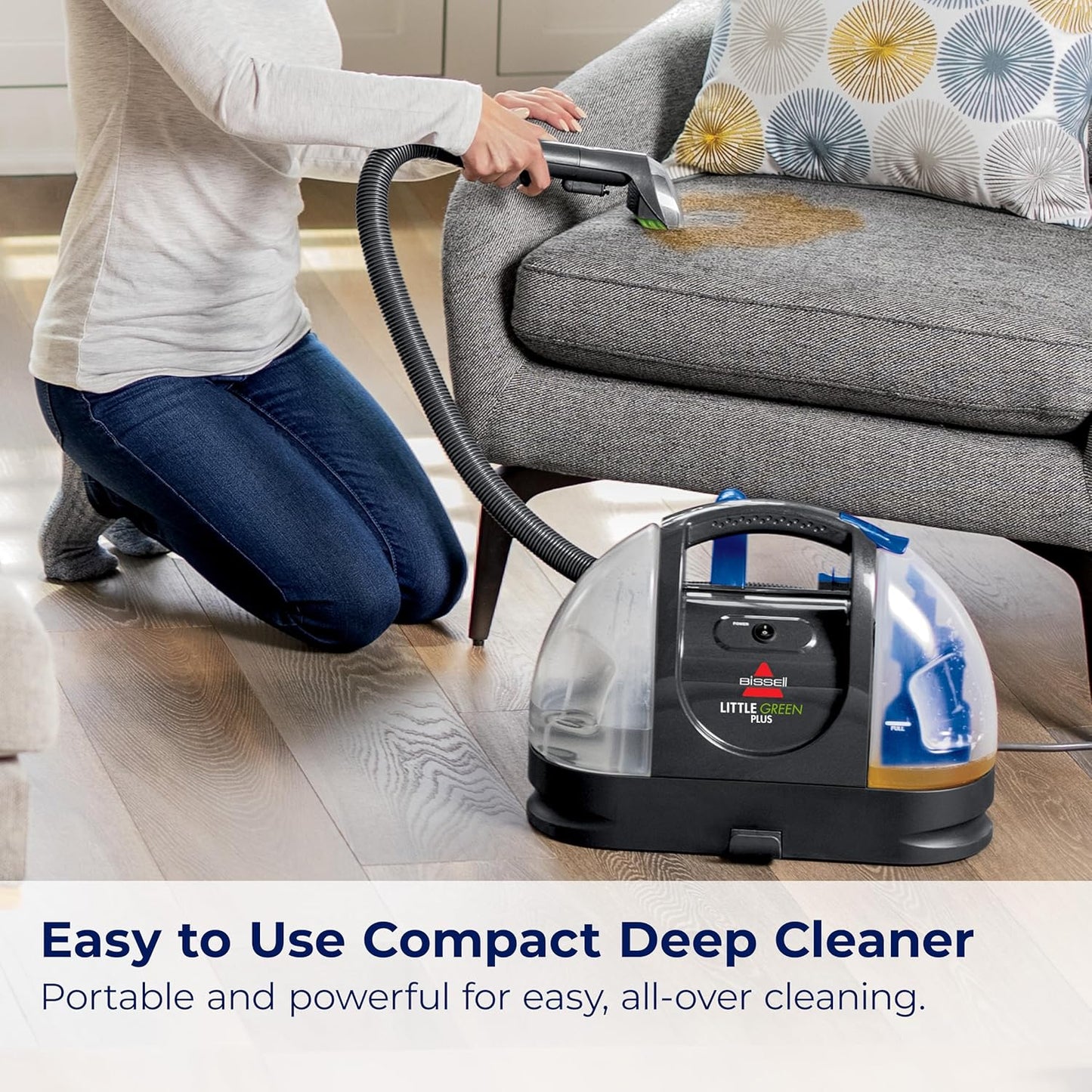 BISSELL - Portable Carpet Cleaner - Little Green Carpet & Upholstery Machine - 48oz Capacity with Stain Brush and self-Cleaning Hydro-Rinse Tool for Home and Automotive use