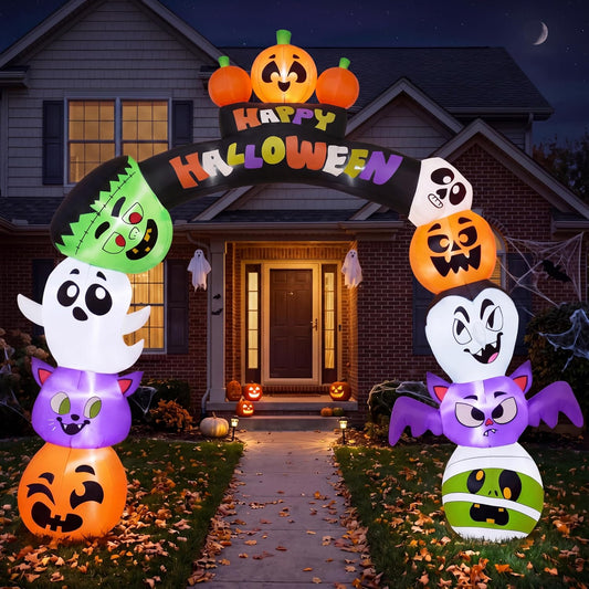 Joiedomi 8 FT Cute Halloween Inflatables Pumpkin Archway Outdoor Decoration, Archway Halloween Blow Up for Yard with Build-in LED Lights, Inflatable Arch Yard Outside Pumpkin Decor for Party, Garden