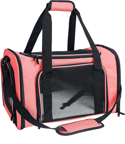 NextFri Soft Sided Carrier for Cats Dogs,TSA Airline Approved Collapsible Travel Pet Carrier (Magenta, Medium)