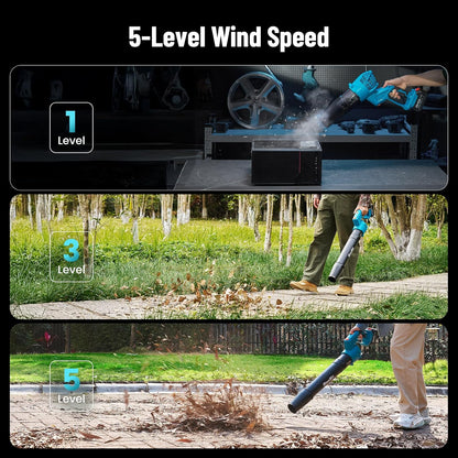 SeeSii Leaf Blower Cordless with 2 * 4.0Ah Batteries and Charger,5 Speed Mode Electric Rotatable Outdoor Blower for Lawn Care and Leaves Cleaning,Powerful and Lightweight for Yard, Patio,Garden,Grass