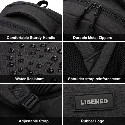 School backpack for Teen Boys, Backpack for Men,15.6 inch Laptop Backpack with USB Charging Port, Large Computer Bookbag with Compartments, Ergonomic Straps, Black