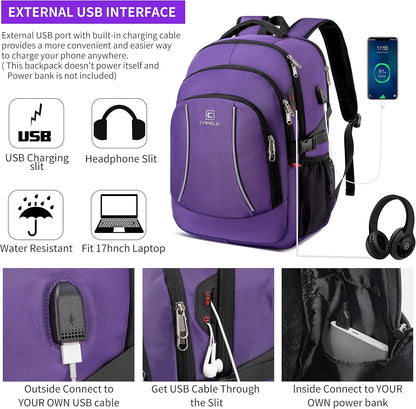 RFID Cafele Laptop Backpack Travel Computer Backpack College Bookbag School Backpack with USB Charging Port