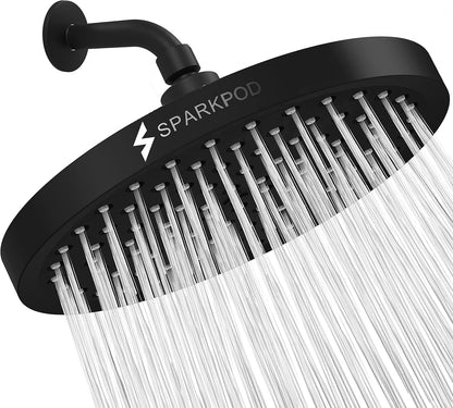SparkPod Shower Head - High Pressure Rain - Premium Quality Luxury Design - 1-Min Install - Easy Clean Adjustable Replacement for Your Bathroom Shower Heads (Luxury Polished Chrome, 6 Inch Round)