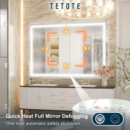 TETOTE 36 x 28 Bathroom LED Mirror Bedroom LED Mirror Fashion Style Vanity Makeup Mirror Dimmable Anti-Fog Wall Mounted Birthday Gift Housewarming Gift Wedding Gift