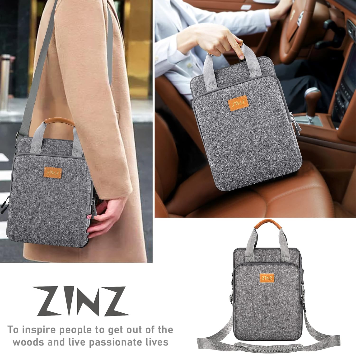 ZINZ Slim & Expandable Case 12.9 13 inch Travel Laptop Shoulder Bag for MacBook Air 13" M3/M2/M1, MacBook Pro 13" M2/M1, iPad Pro 12.9"/13"/11", iPad Air 13",L01G03 - PuriLite