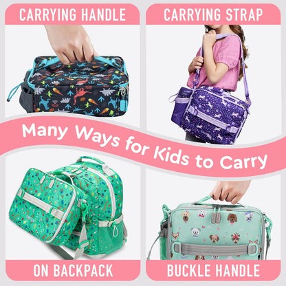 Bentgo® Kids Lunch Bag - Durable, Double Insulated, Water-Resistant Fabric, Interior & Exterior Zippered Pockets, Water Bottle Holder - Ideal for Children 3+ (Shark)