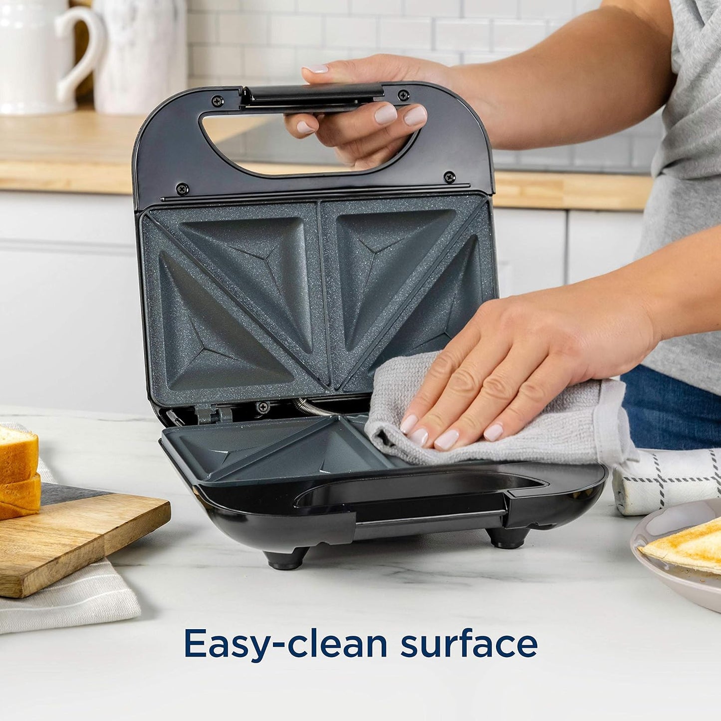 Oster DiamondForce Sandwich Maker, Stainless Steel & Black