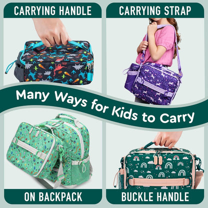 Bentgo® Kids Lunch Bag - Durable, Double Insulated, Water-Resistant Fabric, Interior & Exterior Zippered Pockets, Water Bottle Holder - Ideal for Children 3+ (Shark)