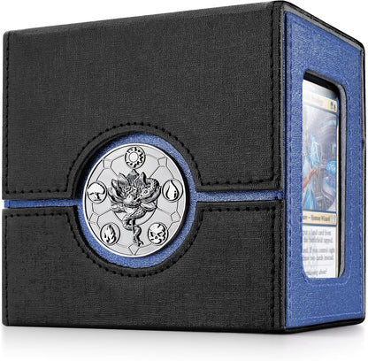 Kabinka Commander Deck Box for MTG with Metal Emblem, Card Deck Box with Dice Tray, Hold 100 Double-Sleeved Cards for TCG/PTCG, Cards Storage Case, 35PT Magnetic Card Holder (Black& Purple, Lotus)