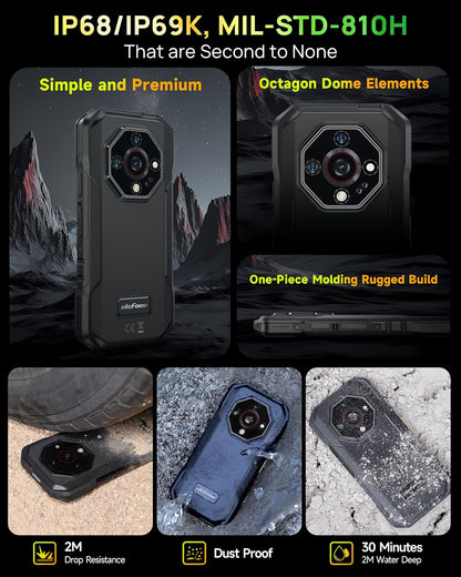 5G Rugged Phone, Ulefone Armor X32 Pro Unlocked Smartphone, MTK Dimensity 6300, 16+256GB, 64MP/25MP Night Vision, Android 14, Widevine L1, 5G WiFi Hotspot, 5.65” 90Hz, 5500mAh, NFC/GPS - Black