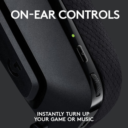 Logitech G535 Lightspeed Wireless Gaming Headset - Lightweight on-Ear Headphones, flip to Mute mic, Stereo, USB Rechargeable - Black