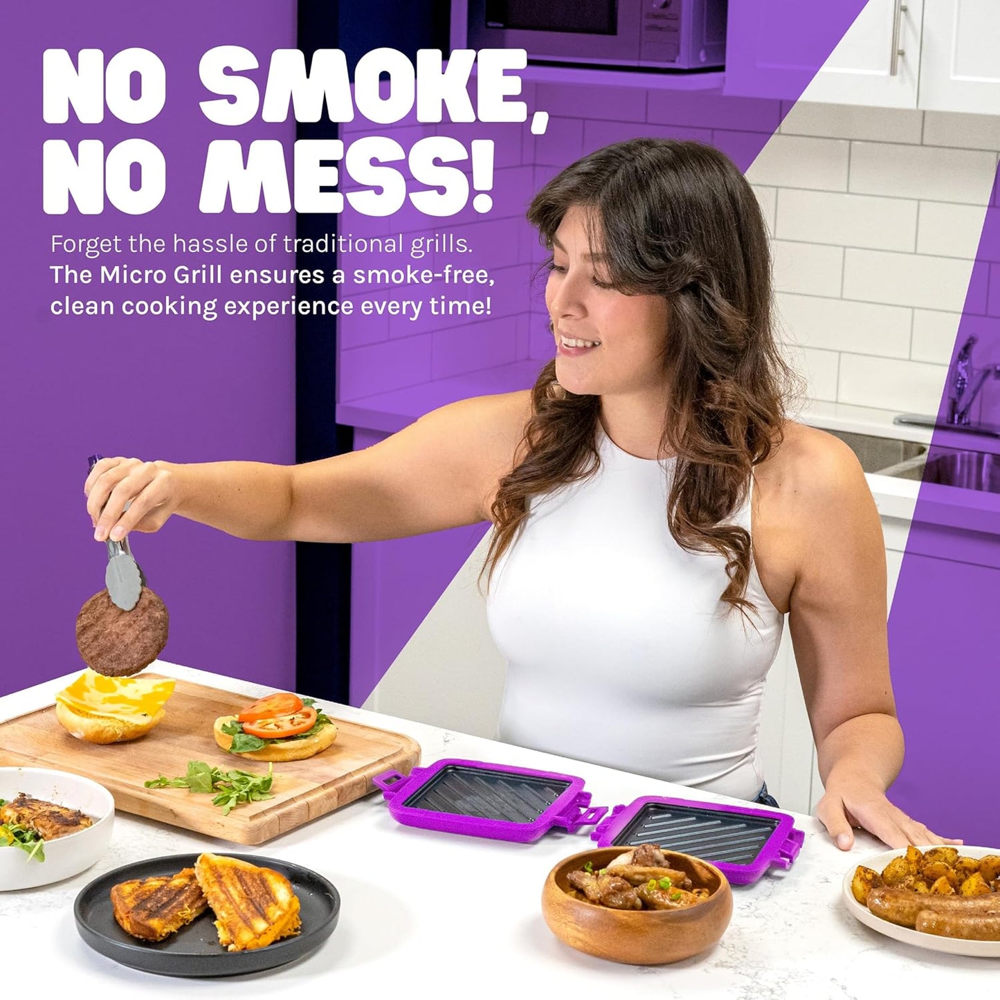 Micro Grill | Microwave Sandwich Maker - Grilled Cheese Sandwich Maker - Munchy - Toastie Maker- Panini Press - Travel Sandwich Maker (Purple)