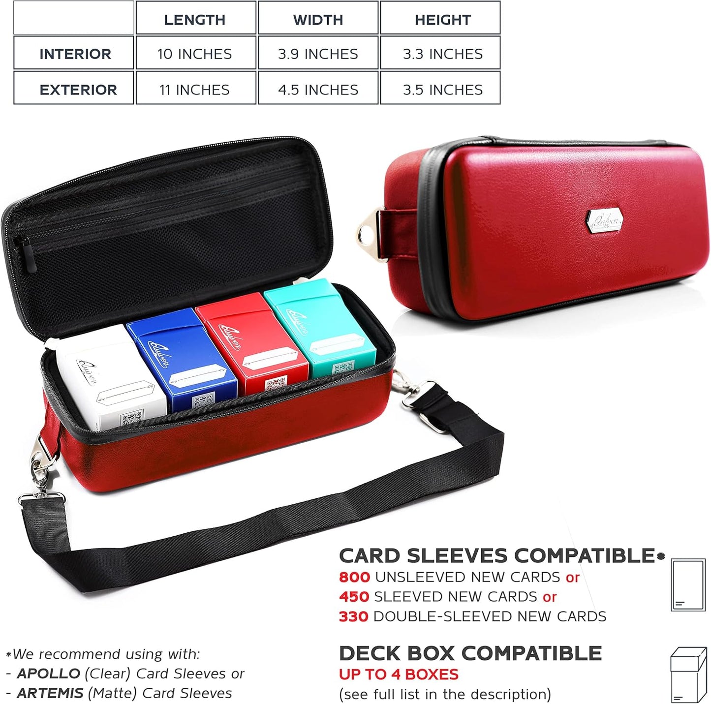 Pink Bolt Card Carrying Case - Playing Card Case Deck Box Storage, Compatible with TCG, Magic: the Gathering Commander MTG, YuGiOh & other Trading Cards (+ 100 Apollo Sleeves)